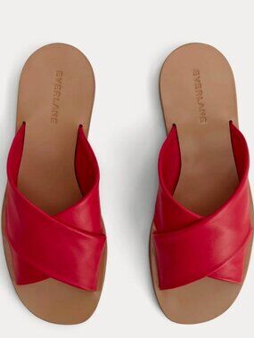 Everlane Day Crossover Red Leather Sandals Women's Size 7 NEW in BOX Resort Wear